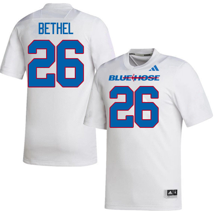 Presbyterian Blue Hose #26 Justin Bethel College Football Jerseys,Uniforms-White
